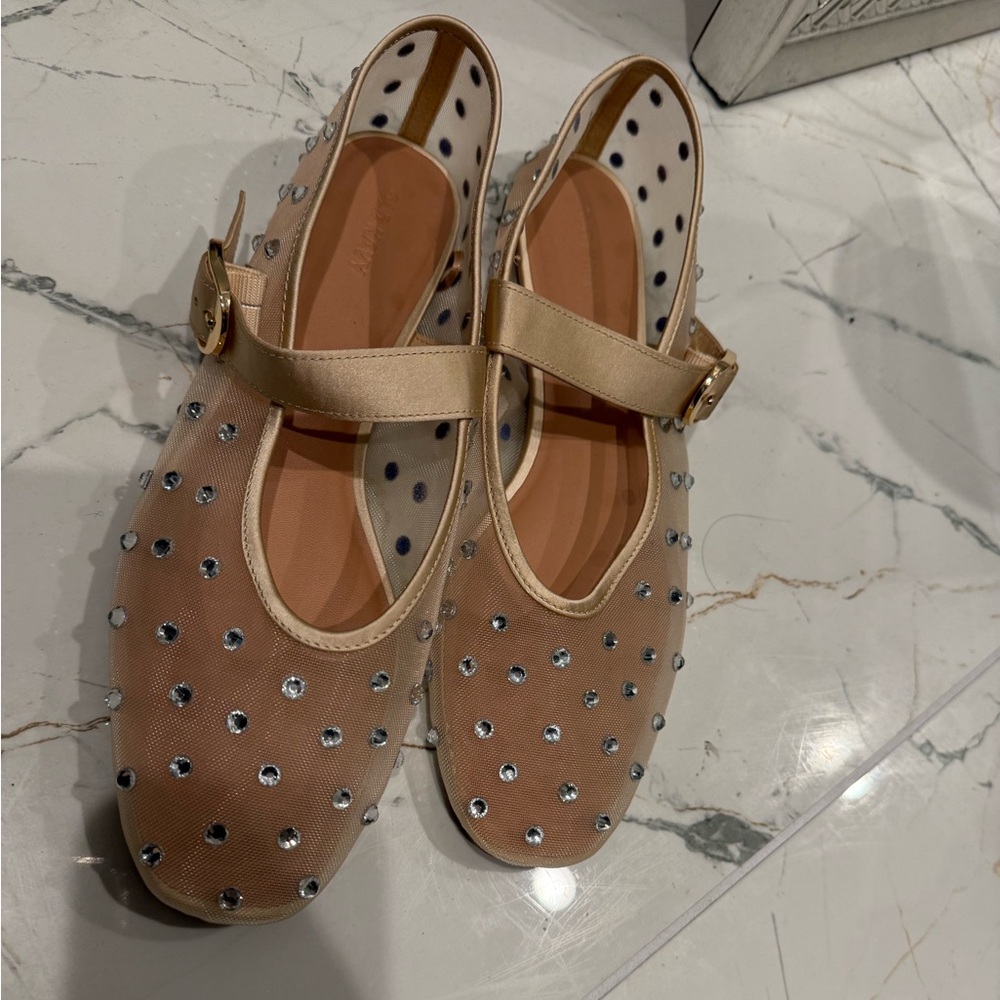 Old Navy Beige and Silver Studded Flats
